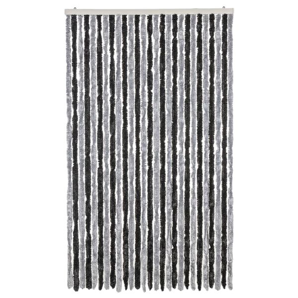 vidaXL Fly Curtain Grey and Black 118x220 cm Chenille
