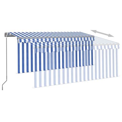 vidaXL Manual Retractable Awning with Blind&LED 3x2.5m Blue&White
