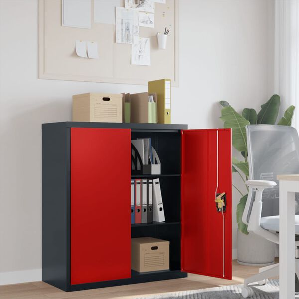 vidaXL File Cabinet Anthracite and Red 90x40x105 cm Steel