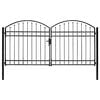 vidaXL Fence Gate Double Door with Arched Top Steel 300x150 cm Black