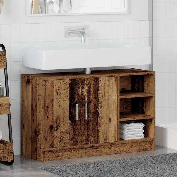 vidaXL Bathroom Cabinet Old Wood 90 x 29 x 55 cm Engineered wood
