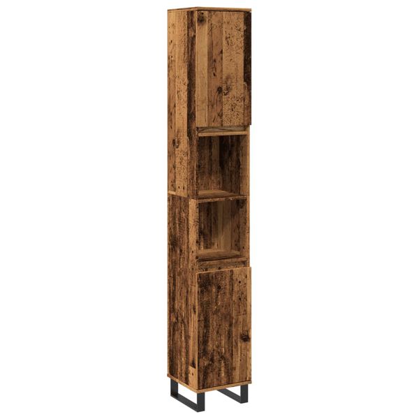 vidaXL Bathroom Cabinet Old Wood 30x30x190 cm Engineered Wood