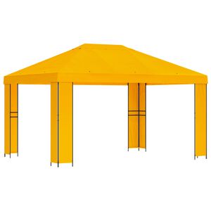 vidaXL Gazebo 4 x 3 m Yellow Polyester and Steel 190 gsm