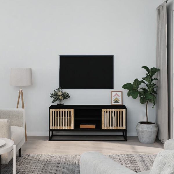vidaXL TV Cabinet Black 105x30x45 cm Engineered Wood and Iron