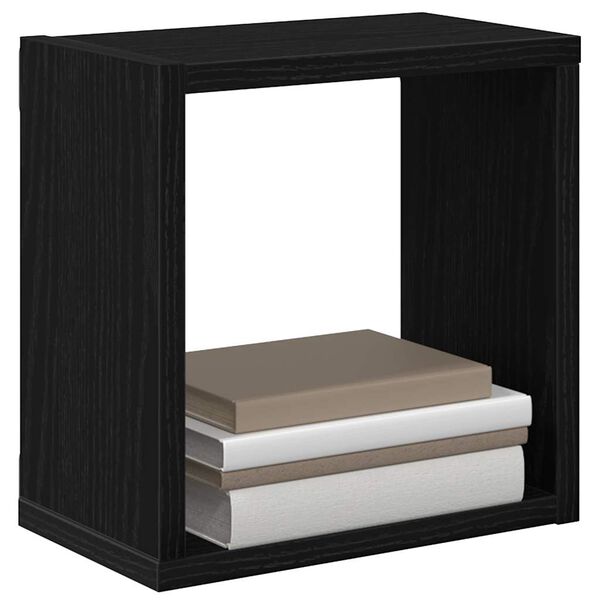 vidaXL Wall Shelves with Shelf Wall-mounted Black Oak Engineered Wood