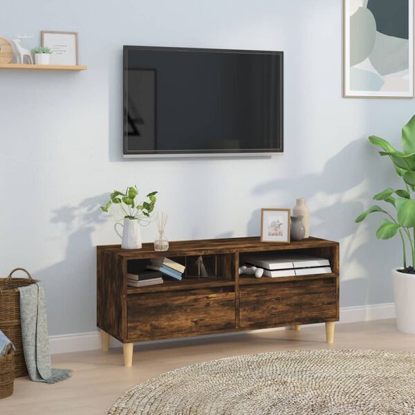 vidaXL TV Cabinet Smoked Oak 100x34.5x44.5 cm Engineered Wood