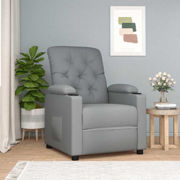 vidaXL Recliner Chair Light Grey Fabric