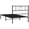 vidaXL Metal Bed Frame without Mattress with Headboard Black 75x190cm