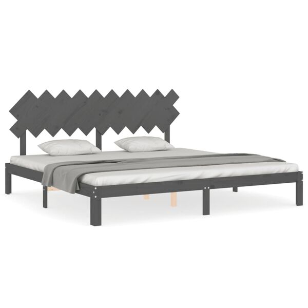 vidaXL Bed Frame without Mattress Grey 200x200 cm Solid Wood Pine