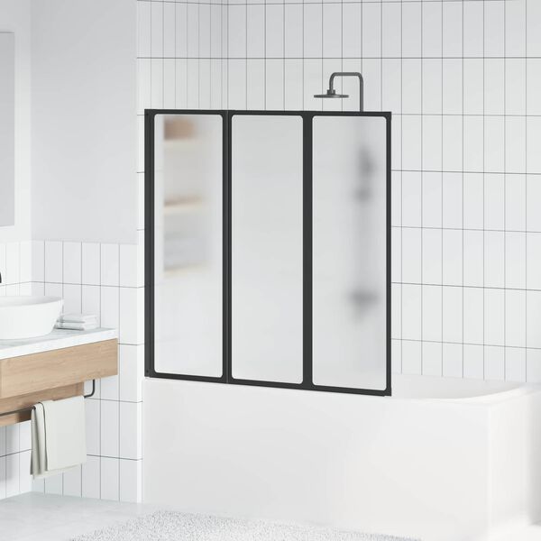 vidaXL Shower Screen Folding Black 120 x 2 x 117 cm Aluminium and PP