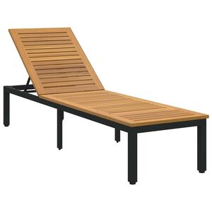 vidaXL Sun lounger Reclining Black 200 x 55 x 35 cm Solid Acacia Wood