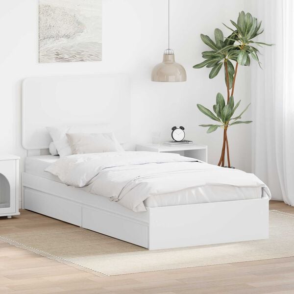 vidaXL Storage Bed with Headboard White 75 x 190 cm Engineered Wood