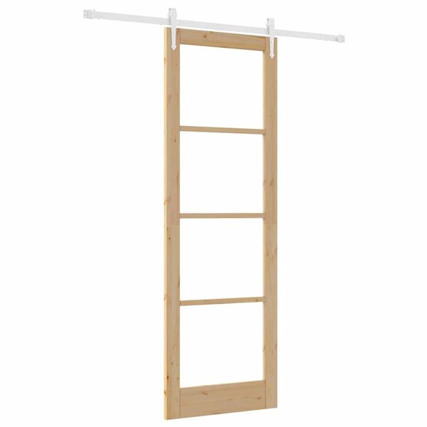 vidaXL Sliding Door Natural 78 x 232 cm Solid Pine Wood and Glass