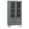 vidaXL Vitrine Cabinet MOLDE Grey 90x35x175 cm Solid Wood Pine