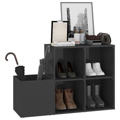 vidaXL Hall Shoe Cabinet High Gloss Grey 105x35.5x70 cm Engineered Wood
