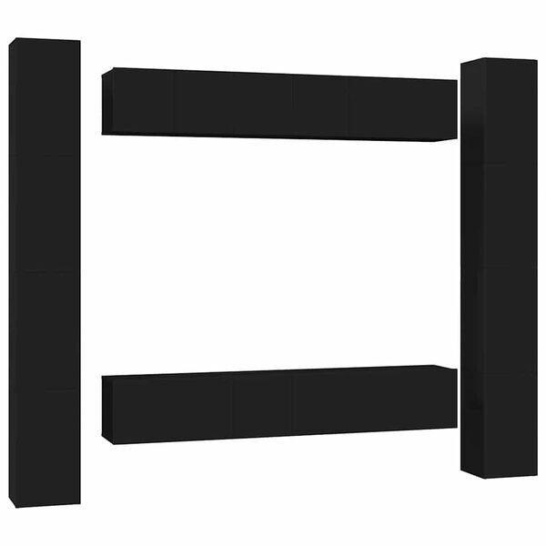 vidaXL 6 Piece TV Cabinet Set Black Engineered Wood