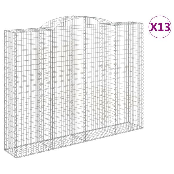 vidaXL Arched Gabion Baskets 13 pcs 300x50x220/240 cm Galvanised Iron