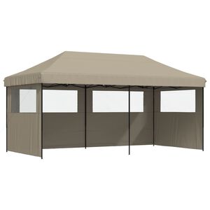 vidaXL Party Tent Taupe with Black Frame Oxford Fabric
