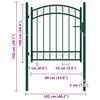 vidaXL Fence Gate with Arched Top Steel 100x86 cm Green