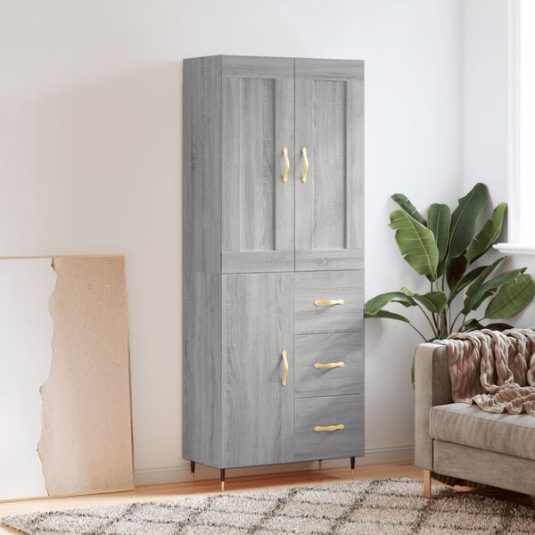 vidaXL Highboard Grey Sonoma 69.5x34x180 cm Engineered Wood