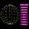 vidaXL Ball with 192 LEDs Warm white 59.5 x 59.5 x 63 cm Metal