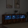 vidaXL Sideboard with LED Lights Smoked Oak 202x37x67 cm