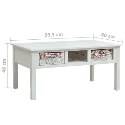 vidaXL Coffee Table White 99.5x60x48 cm Wood