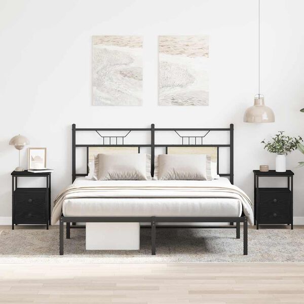 vidaXL Bedside Cabinets 2 pcs Black Oak 34x35.5x50 cm Engineered Wood