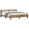vidaXL Bed Frame with Headboard Old wood 200 x 200 cm Engineered wood