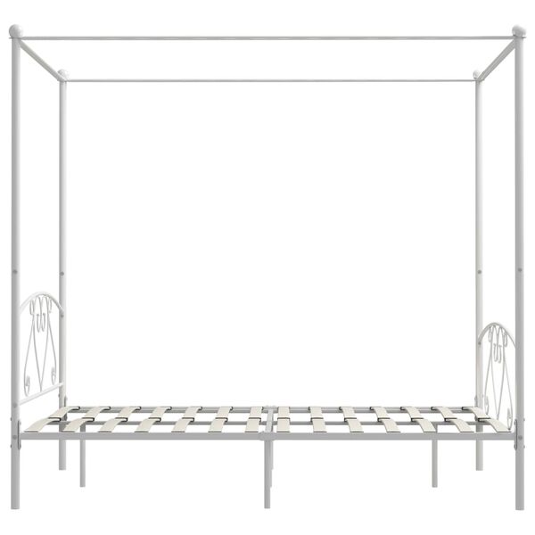 vidaXL Bed Frame without Mattress with Canopy White 160x200 cm Metal