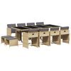 vidaXL 13 Piece Garden Dining Set with Cushions Mix Beige Poly Rattan