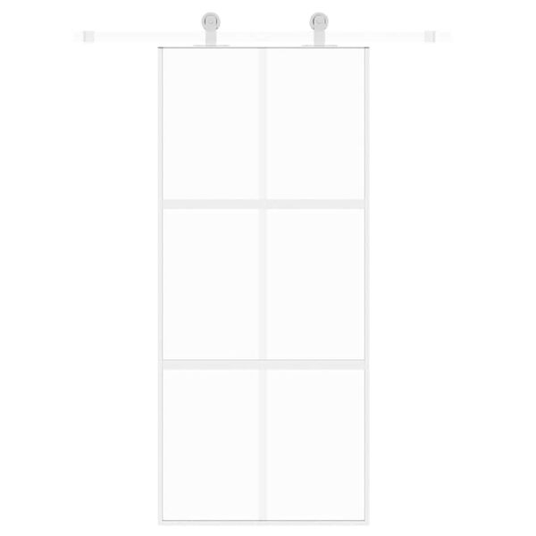 vidaXL Sliding Door White 90x205 cm Tempered Glass and Aluminium