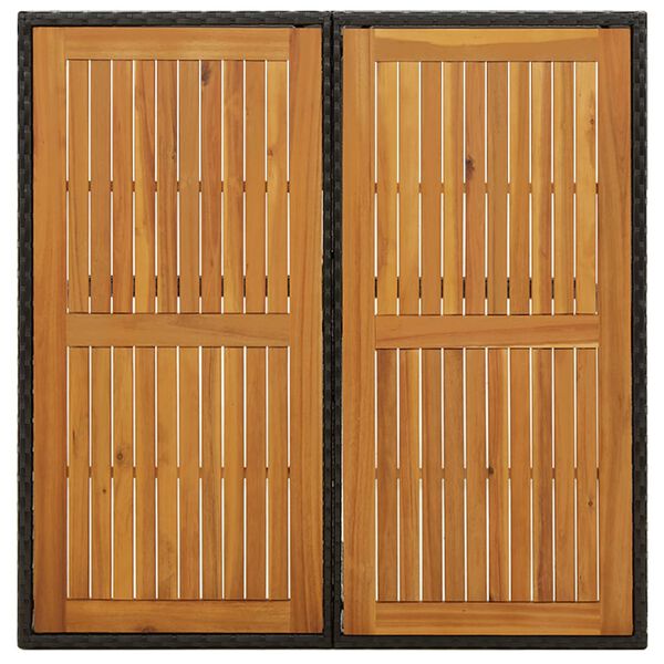 vidaXL Garden Table Black 109x107x74 cm Poly Rattan&Solid Wood Acacia