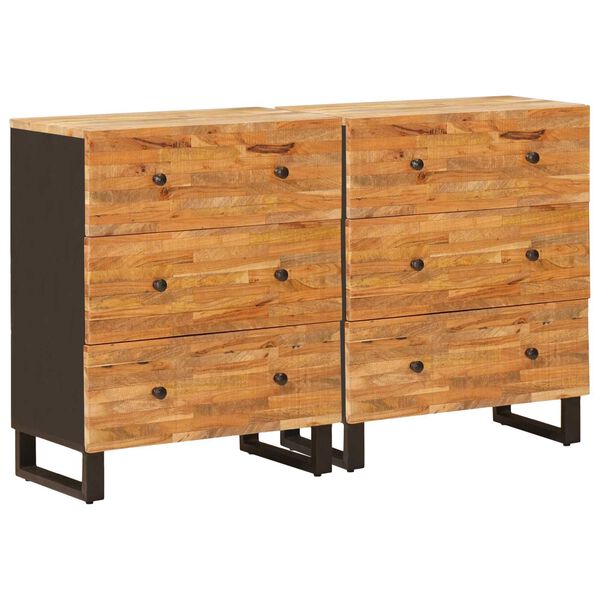 vidaXL Sideboard 2 pcs Brown 60 x 33 x 75 cm Solid Mango Wood