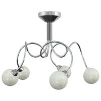 vidaXL Ceiling Lamp with Round Glass Shades for 5 G9 LED Lights
