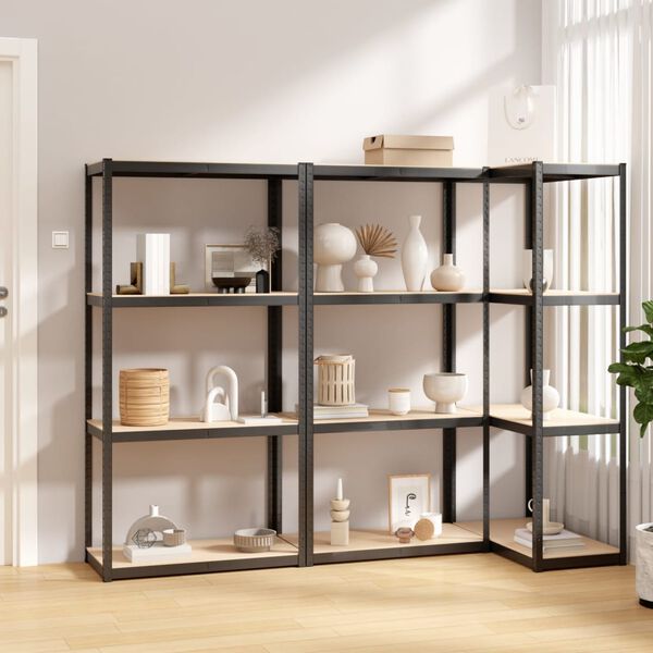 vidaXL 4-Layer Shelves 3 pcs Anthracite Steel&Engineered Wood