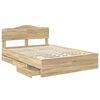 vidaXL Bed Frame with Drawer Sonoma Oak 140 x 200 cm Engineer Wood