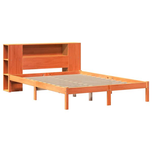 vidaXL Bookcase Bed without Mattress Wax Brown 120x200 cm Solid Wood Pine