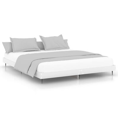vidaXL Bed Frame White 150x200 cm King Size Engineered Wood