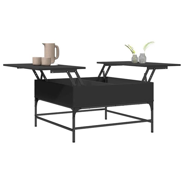 vidaXL Coffee Table Black 80x80x45 cm Engineered Wood and Metal
