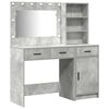 vidaXL Dressing Table with Mirror Lights 2 pcs Grey Engineered Wood