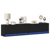 vidaXL TV Wall Cabinet with LED Black 180x31x38 cm