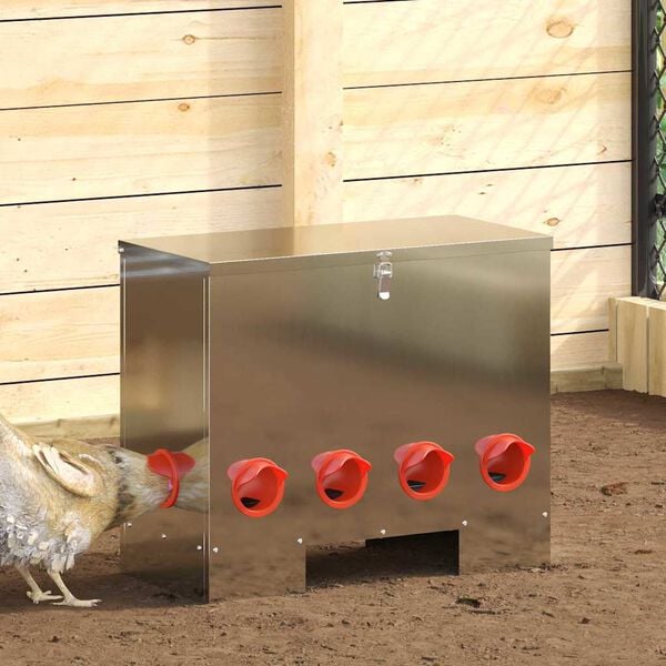 vidaXL Chicken Feeder 2 pcs Silver 60.5 x 29 x 51 cm Galvanised Steel