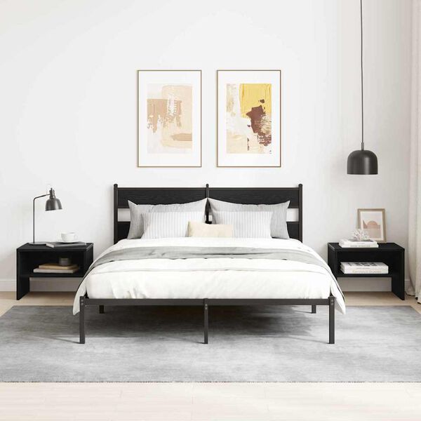 vidaXL Bedside Cabinet 2 pcs Black oak 40 x 40 x 30 cm Engineered wood