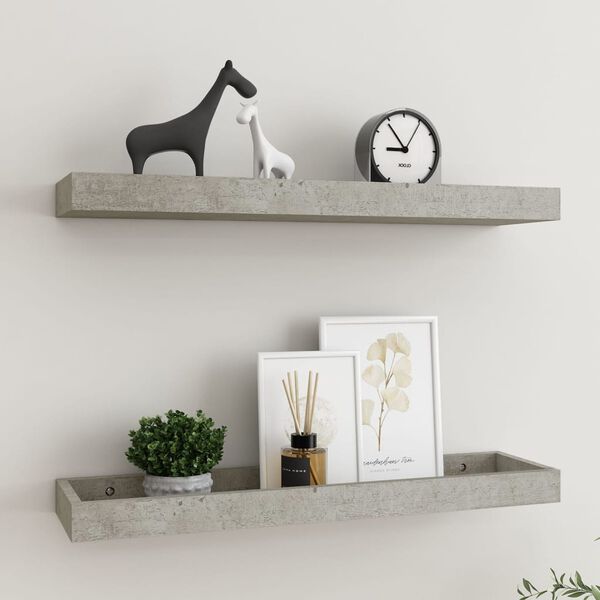 vidaXL Loggia Wall Shelves 2 pcs Concrete Grey 60x15x4 cm MDF
