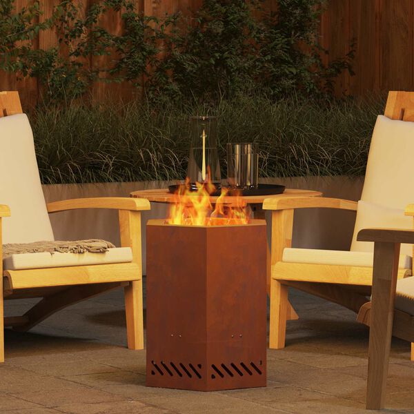 vidaXL Smokeless Fire Pit Brown 38 x 38 x 51 cm Weathering Steel