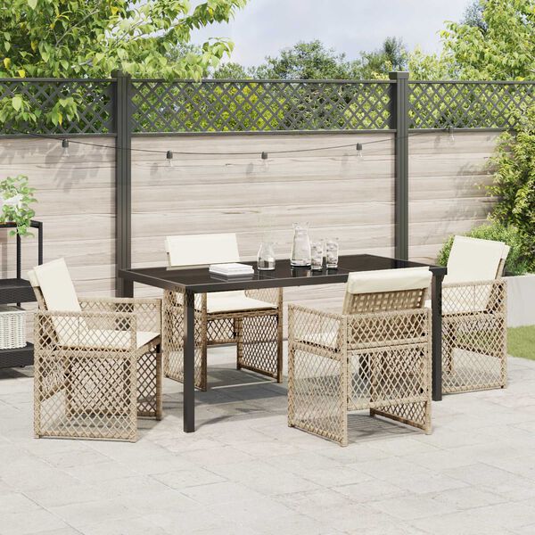vidaXL Garden Dining Set 5 pcs Beige Poly Rattan