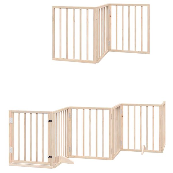 vidaXL Dog Gate with Door Foldable 9 Panels 450 cm Poplar Wood