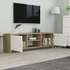 vidaXL TV Cabinet White and Sonoma Oak 120x30x37.5 cm Engineered Wood