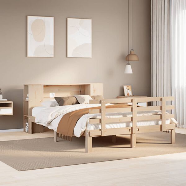 vidaXL Bookcase Bed without Mattress 140x190cm Solid Wood Pine